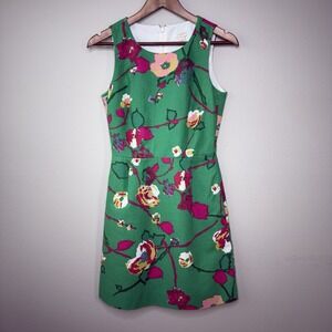 J Crew 00 Floral Sheath‎ Dress Textured Cotton Duck Canvas Garden Party Artsy